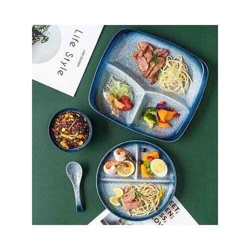 Japanese-style Creative Divided Plate Ceramic Dinner Plate Divided Meal Household One-person Food Dividing Plate Tableware