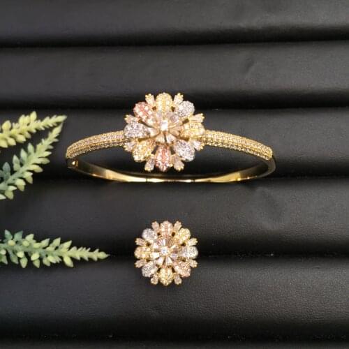 Lanyika Fashion Jewelry Romantic Graceful Abstract Snowflake Plated Party Romantic Bangle With Ring Banquet Daily Best Gift