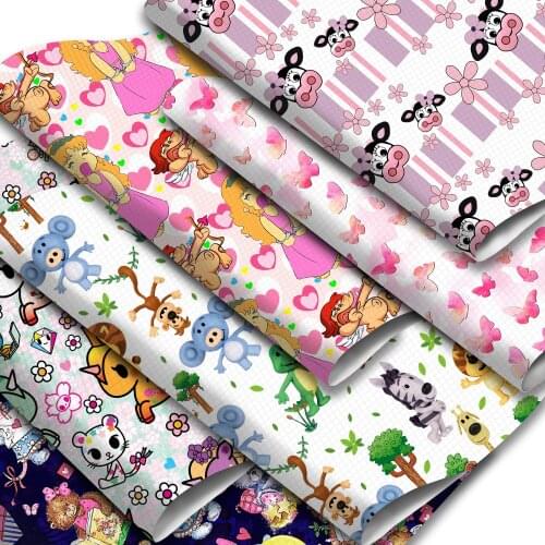 Cartoon Theme Faux Leather Sheets Animal Lion Printed Synthetic Leather Fabric 20x33cm for DIY Handbags Earrings Crafts