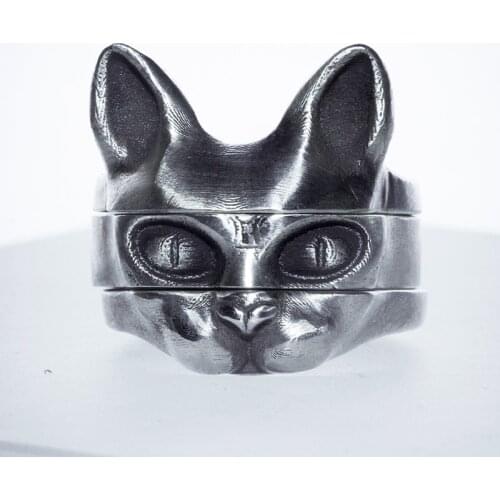 3PC/Set Vintage Silver Color Sphinx Hairless Cat Rings Set Bridal Sets Wedding Ring Unisex Engagement Jewelry Men Womens Ring