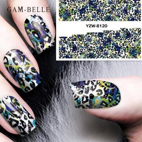 GAM-BELLE 1 Sheet Leopard Pattern Nail Art Sticker Colorful Sexy Designs Full Cover Nail Wraps Water Transfer Beauty Nail Decals
