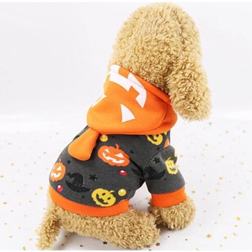 Dog Pet Halloween Pumpkin Outfit Costume Fashion Stylish Pet Hooded Clothes Coat for Puppy Chihuahua