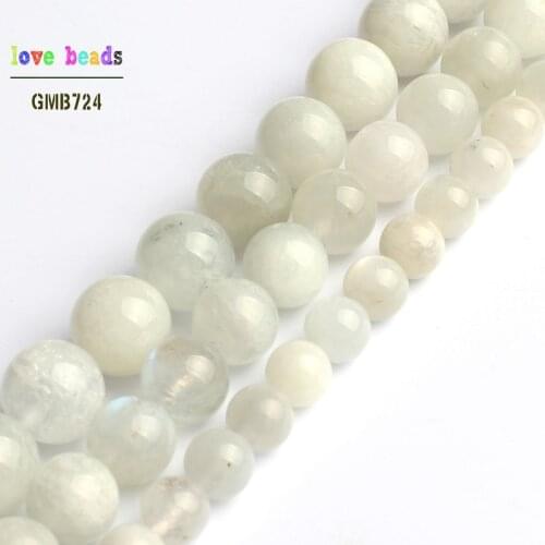 Natural Moonstone Bead Round Loose Beads for Jewelry Making Diy Bracelet 15'' Strand 6mm 8mm 10mm