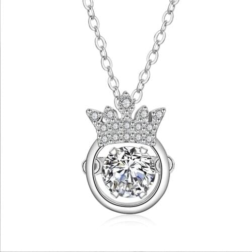 New Europe and America Smart 925 Silver Needle Crystal from Swarovskis Crown Necklace Flashing For Woman Christmas Gifts