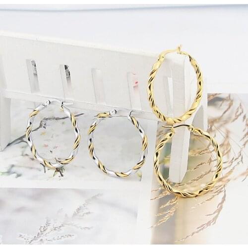 New Fashion Jewelry Stainless Steel Smooth Twisted Wire Twist Earrings For Womens Party Wedding Gifts Wholesale