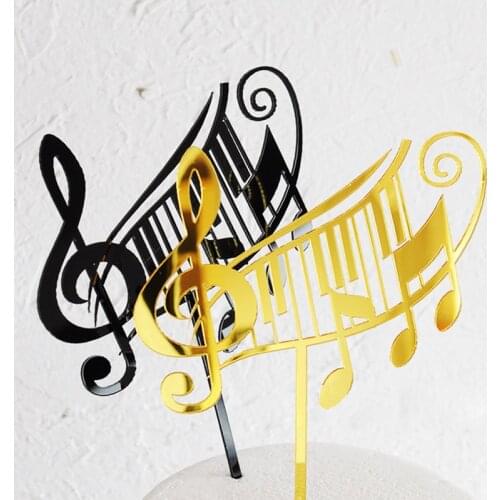 New Year Musical Note Acrylic Cake Topper Gold Music Festival Cake Topper For Wedding Birthday Music Party Cake Decorations