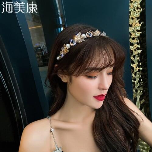 Haimeikang Korean New Style Shiny Crystal Headband Fairy Temperament Elegant Hairband For Female Girl Hair Hoop Hair Accessories