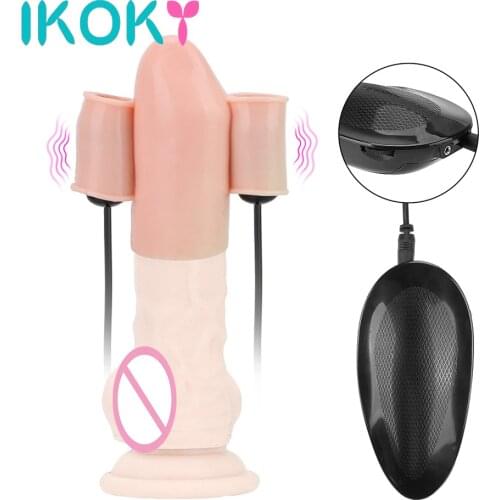 IKOKY Cock Glans Physical Training Adjustable Strong Vibrating Penis Pump Sex Toys Delayed Ejaculation Vibrators For Men