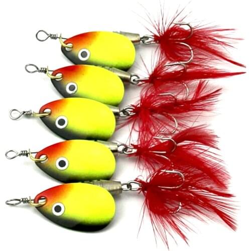 7g Spinner Spoon Fishing Lures Feathered Hook Artificial Bait Metal Fishing Tackle Sequins Bait for Trout Bass