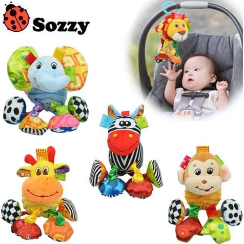 Sozzy Multifunctional Baby Toys Animal Plush Toys Rattles Mobiles Soft Cotton Infant Pram Stroller Car Rattles Hanging