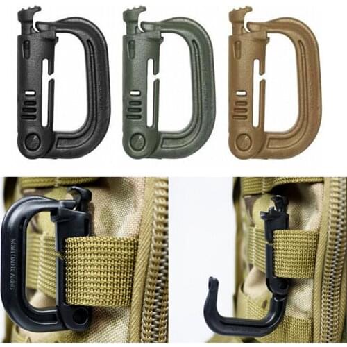 Tactical Carabiner D Locking Ring Mount D-Ring Clip Snap Hook Buckle Plastic Climbing Accessories Outdoor Tool