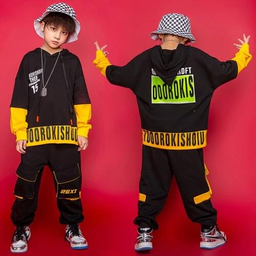 Boys Hip Hop Clothing Hoodie Sweatshirt Jogger Casual Pants For Hip Hop Kids Performance Costume Jazz Drum Show Outfit BL5235