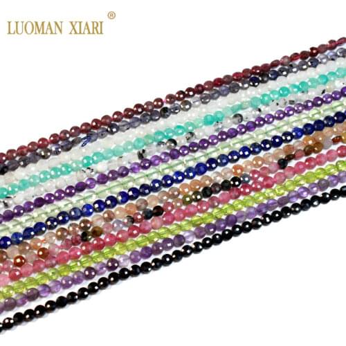 Fine 4mm Natural Ruby Prehnite Olivine Lapis lazuli Amethyst Aquamarine Tourmaline Stone Beads For Jewelry Making DIY Bracelet