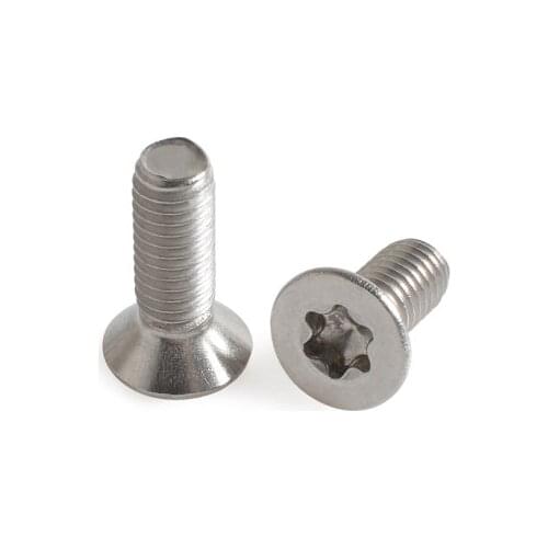 4pcs M10 Torx countersunk screws T&TX flat head screw anti-theft without pillar bolts stainless steel bolt GB2683 25mm long