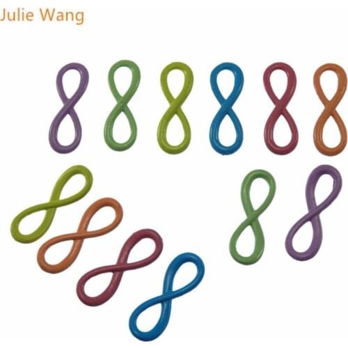 Julie Wang 10PCS Mixed Colorful Number Eight 8 Shape Women Handmade Jewelry Zinc Alloy Connectors DIY Bracelet Making Findings