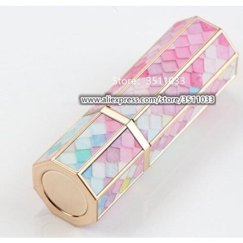 12.1mm New Super Grade 3D Printing Pink Blue Gold Colorful Empty Lipstick Tube Cosmetic Plastic Lip Rouge Container DIY Special