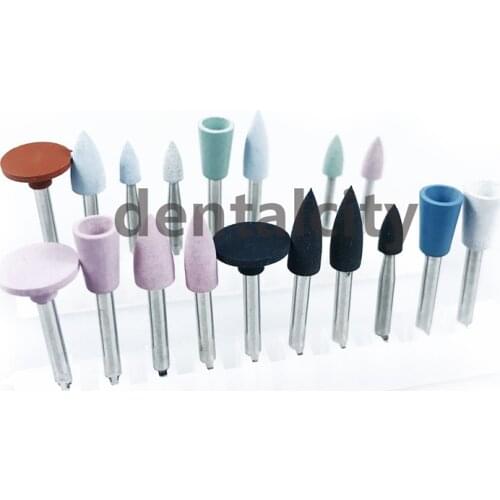 18pcs Dental Lab Polishing Diamond Burs Cups Latch type Assorted Silicone Polisher 2.35mm