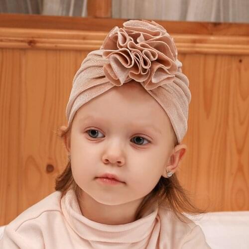 2020 New Baby Toddlers Velvet Flower Turban Hat, Infant Beanie hat for Autumn and Winter