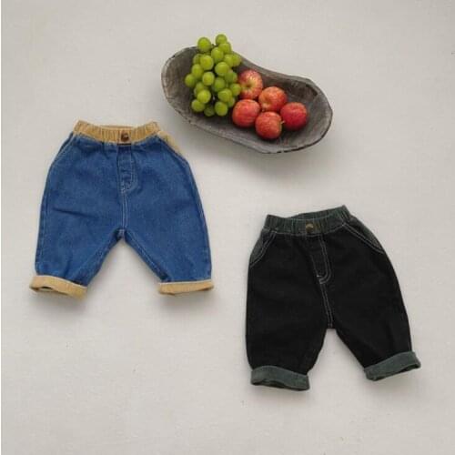 2021 new style girls boys denim long pants autumn fashion kids pants
