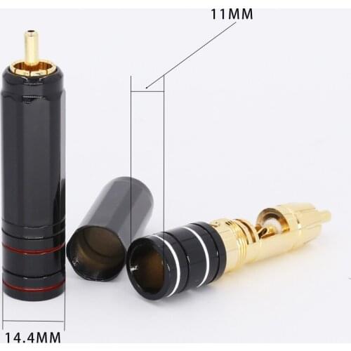 4Pcs High Quality Gold Plated RCA Plug Lock Collect Solder A/V Connector HIFI Connector for DIY cable diameter