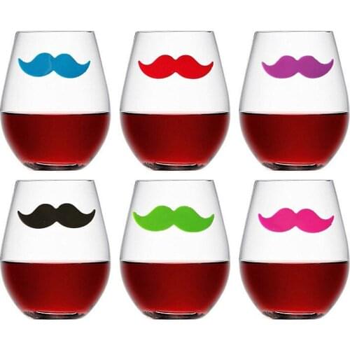 6Pcs/set Silicone Glass Wine Label Lip/Moustache Shape Recognizer Glasses Tea Mug Cup Marker Bottle Logo Party Decor Supplies