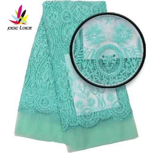 African Sequins Tulle Lace Fabrics 2019 Mesh Bridal Embroidered Green Color Sequence Glitter Good Quality