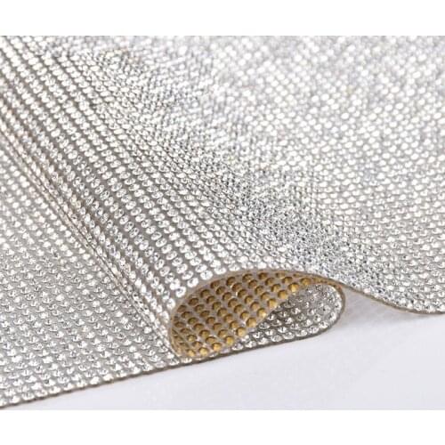 24cm*40cm Bling Rhinestone Mesh White Sheared High Temperature Resistance Footwear Clothes DIY Shiny High Quality Accessories