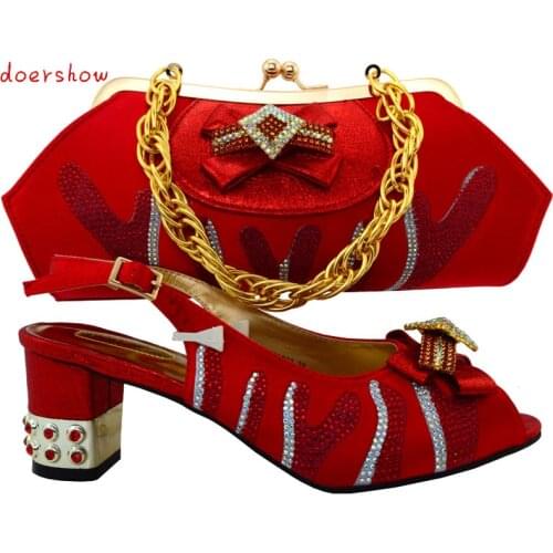 Doershow Italian Shoes With Matching Bags For Party,African Shoes And Bags Set With High Quality Material Design. PUW1-26