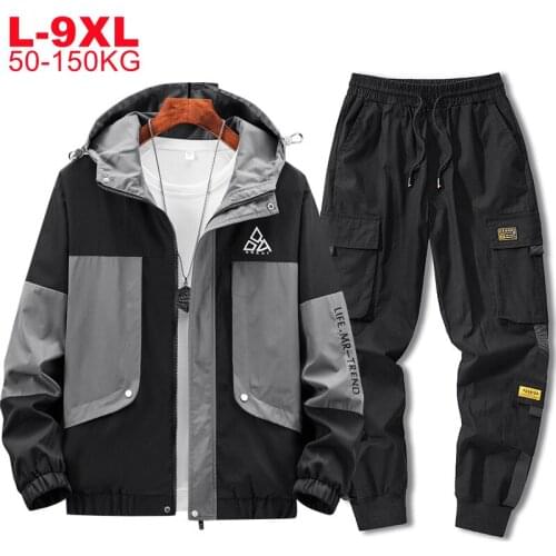 Mens 2 Piece Outfits Men Sportwear Jacket Pants Sets Plus Size Mens Sporting Hip Hop Tracksuit Streetwear Big 9xl 8xl 7xl Autumn