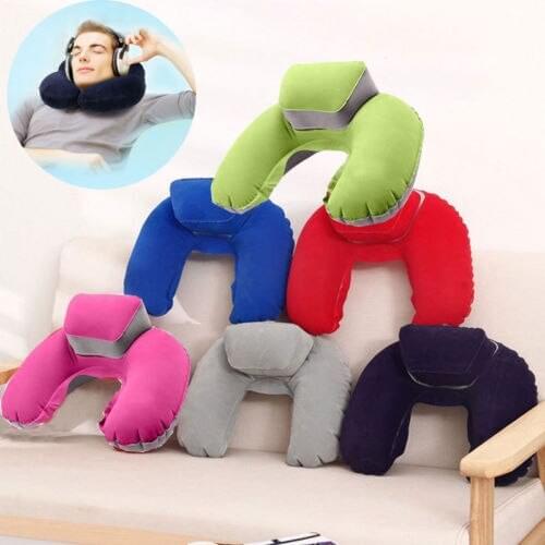 Creative Inflatable Travel Outdoor Portable Neck Pillow Soft Air U Shaped Head Rest Support Comfortable Cushion