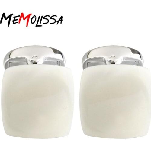 MeMolissa Shirt Cufflinks for mens White Color Opal Design Business Wedding Party Suit Accessaries Cuff Links Wholesale