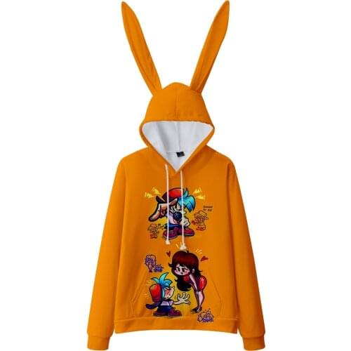 New Kawaii Kids Sweatshirts Friday Night Funkin 3D Hoodies Boys/Girls Clothes Creative Kpop Bunny Ears Hooded Children Tops