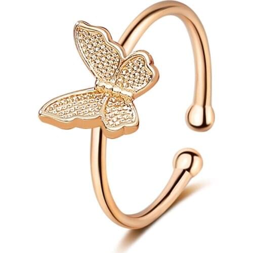 Opening Adjustable Butterfly Ring New Design Fashion Jewelry Luxury Cocktail Party Ring For Women Gift