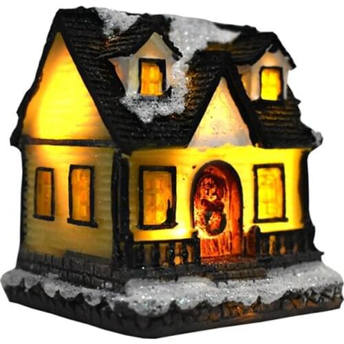 Christmas Decorations Light House Resin Miniature House Furniture LED House Popular Christmas Gifts Lighting Party Home Decor
