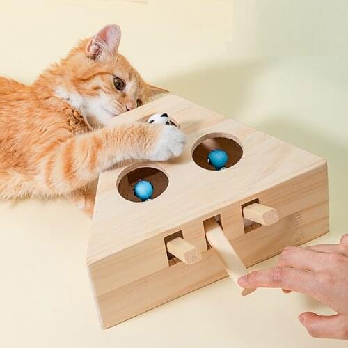 Smart Cat Toys Interactive Toys for Cats Scratcher Wooden Whac-A-Mole Games Toy for Pet Kitten Accessories Pet Products Supplies