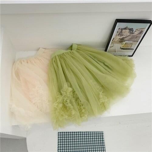 2 3 4 5 6 7 Years Girl Skirt Fashion Korean Pettiskirt for Girls Autumn Ruffled Mesh Tutu Princess Skirts Toddler Baby Skirt New