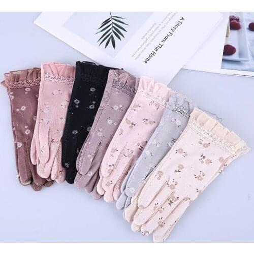 Women Spring Gloves Slip Resistant Driving Glove Summer Sunscreen Girls Thin Cotton Lace Anti Uv Touch Screen Mittens