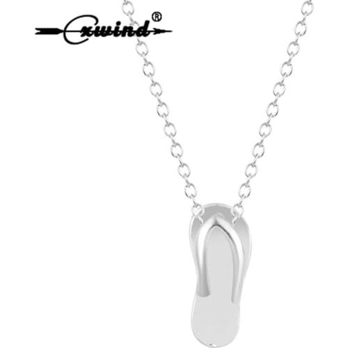 Cxwind Charm Slipper FlipFlop Pendants Necklaces Cute Slipper Flower Shape Necklace for Women Fashion collares 2019 Jewelry