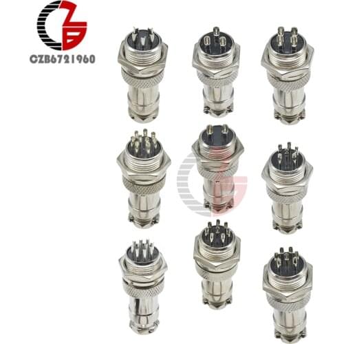 1Pair GX16 2/3/4/5/6/7/8/9/10Pin Male Female 16mm Dia Screw Connector AC 250V Circular Aviation Socket Plug Panel Adapter Mount