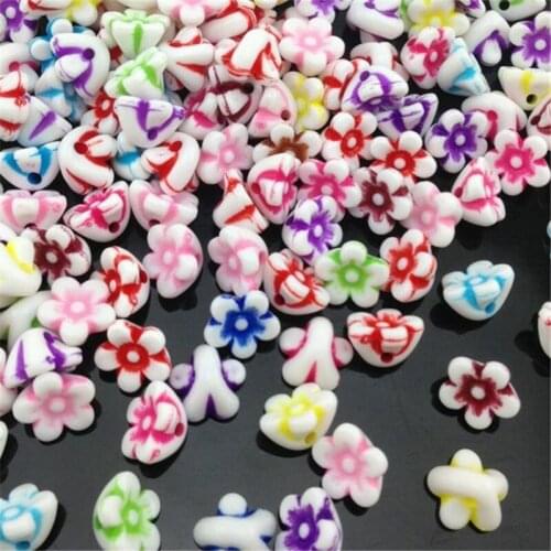 100pcs 11mm White Acrylic Cube Mini Flowers Letter Alphabet Beads spacer