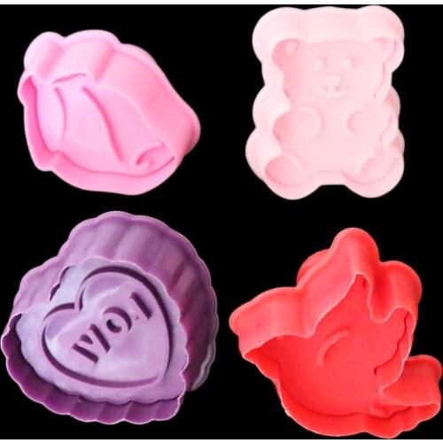 3D Plastic Cookie Cutter Mold Fondant Embosser DIY Animal Vegetable Biscuit Stamp Sugar Craft Cake Tools