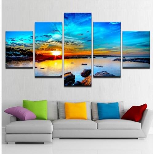 5 Panel Sunrise Seaview Diamond Painting Full Square Round Drill DIY Diamond Embroidery Sale Mosaic Needlework decor AA2109