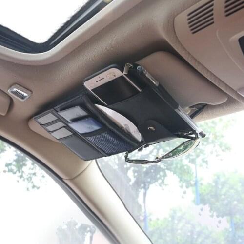 Auto Car Accessories Sunglasses Clip Car Storage Bag Multifunctional Sun Visor Bill Business Card Holder Storage Box