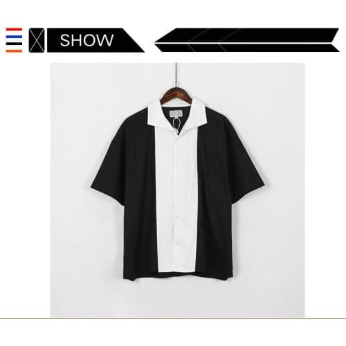 Cavempt C.E panda shirt black and white patchwork Daopao Street academy Style Mens and womens short sleeves