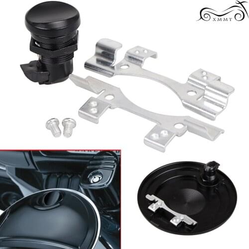 Black CNC Motorbike Push Button Fuel Door Latch Kit Gas Oil Cap Tank For Harley Road Glide Electra Street Glide
