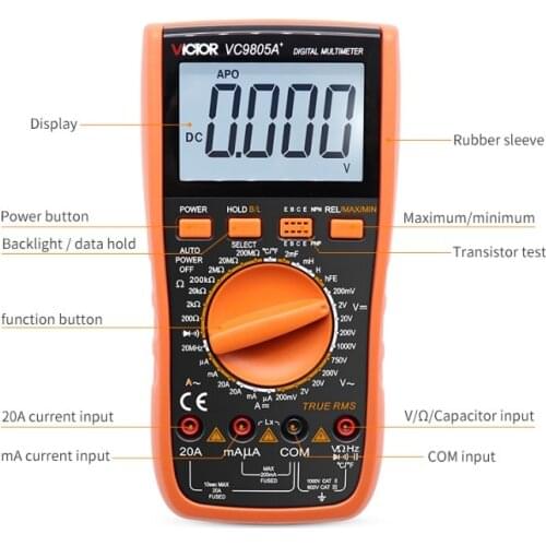 Digital Multimeter VICTOR VC9805A+ True RMS DMM AC/DC Ammerter Resistance Capacitance Inductance Frequency Temperature tester