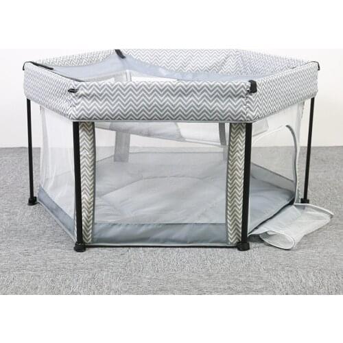 Louis Fashion Cross Border Baby Portable Mesh Game Fence Bed Dual Purpose Baby Walking Crawling Hexagon Folding Crib