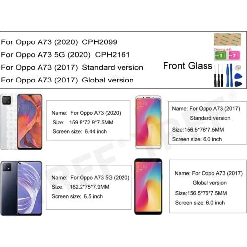 For OPPO A73 5G (2020) CPH2161 CPH2099 Front Glass Panel For Oppo A73 (No Touch Screen) Outer Glass Cover Repair Assembly Parts