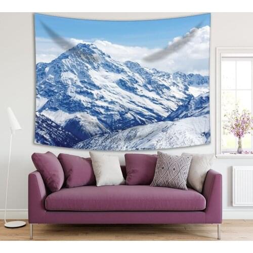 Tapestry Landscape Russia Caucasus District of Settlement Arkhyz Mountain Top Pshish Nature Photo White Blue