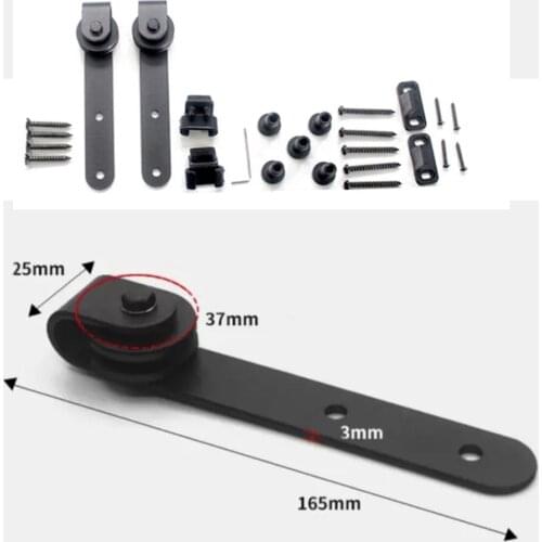 I Set Door Slding Barn Household Working Wood Doors Track Hardware Interior Cabinet Closet Hanging Rail Set Smooth Silent Barns